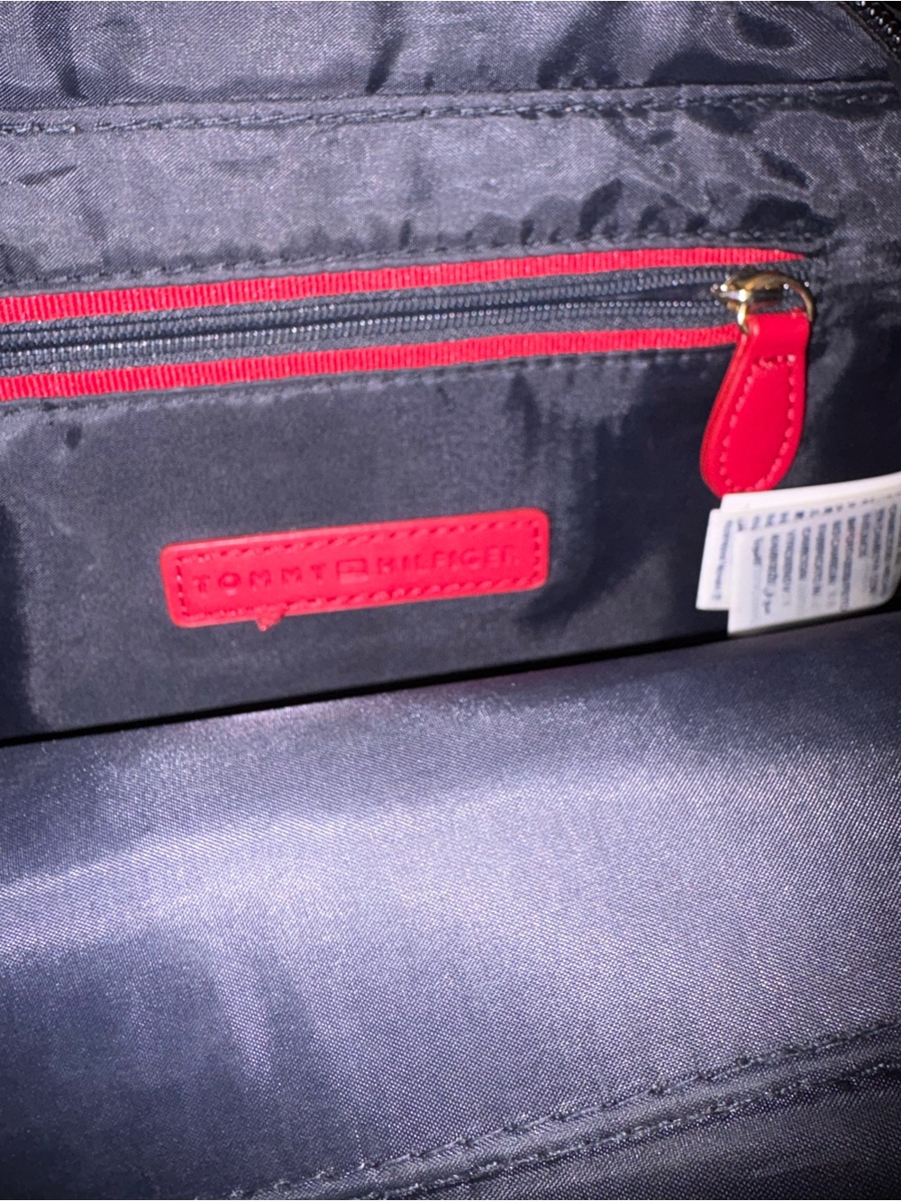 Tommy Hilfiger Black Tote Interior with Red Trim